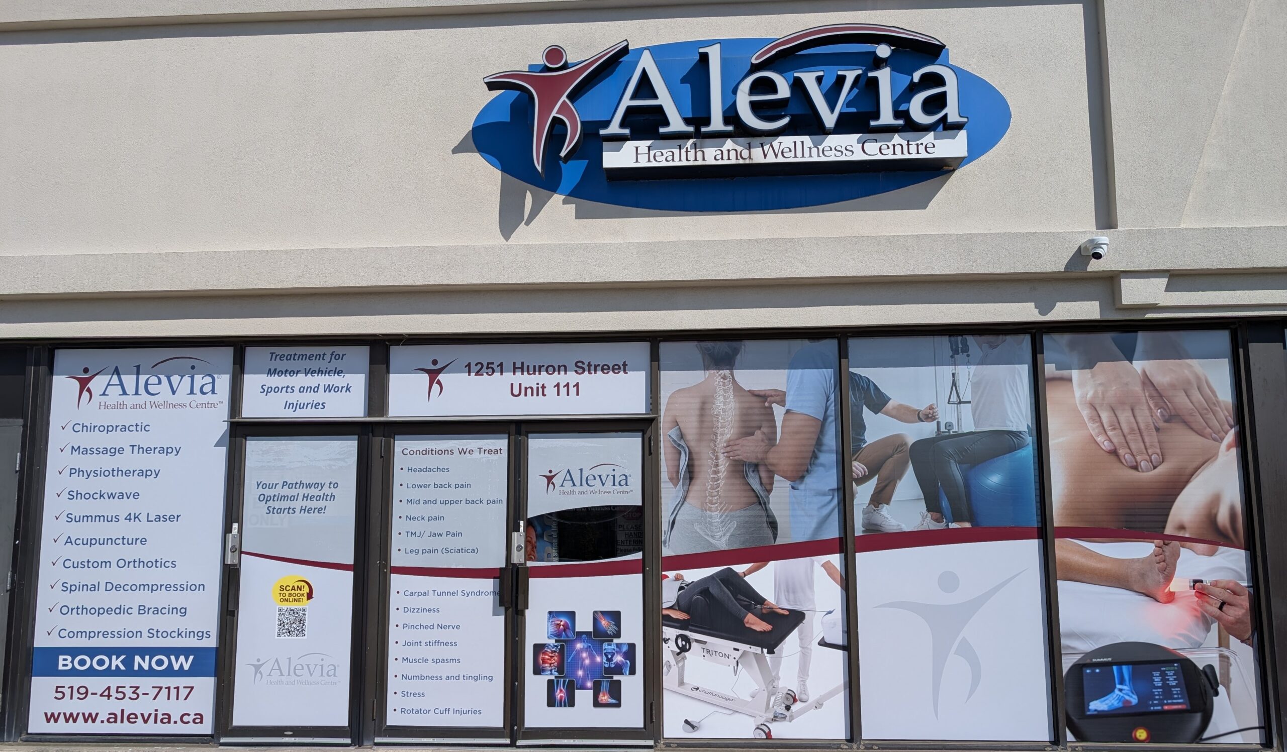 Alevia Health and Wellness Centre frontage on Huron Street