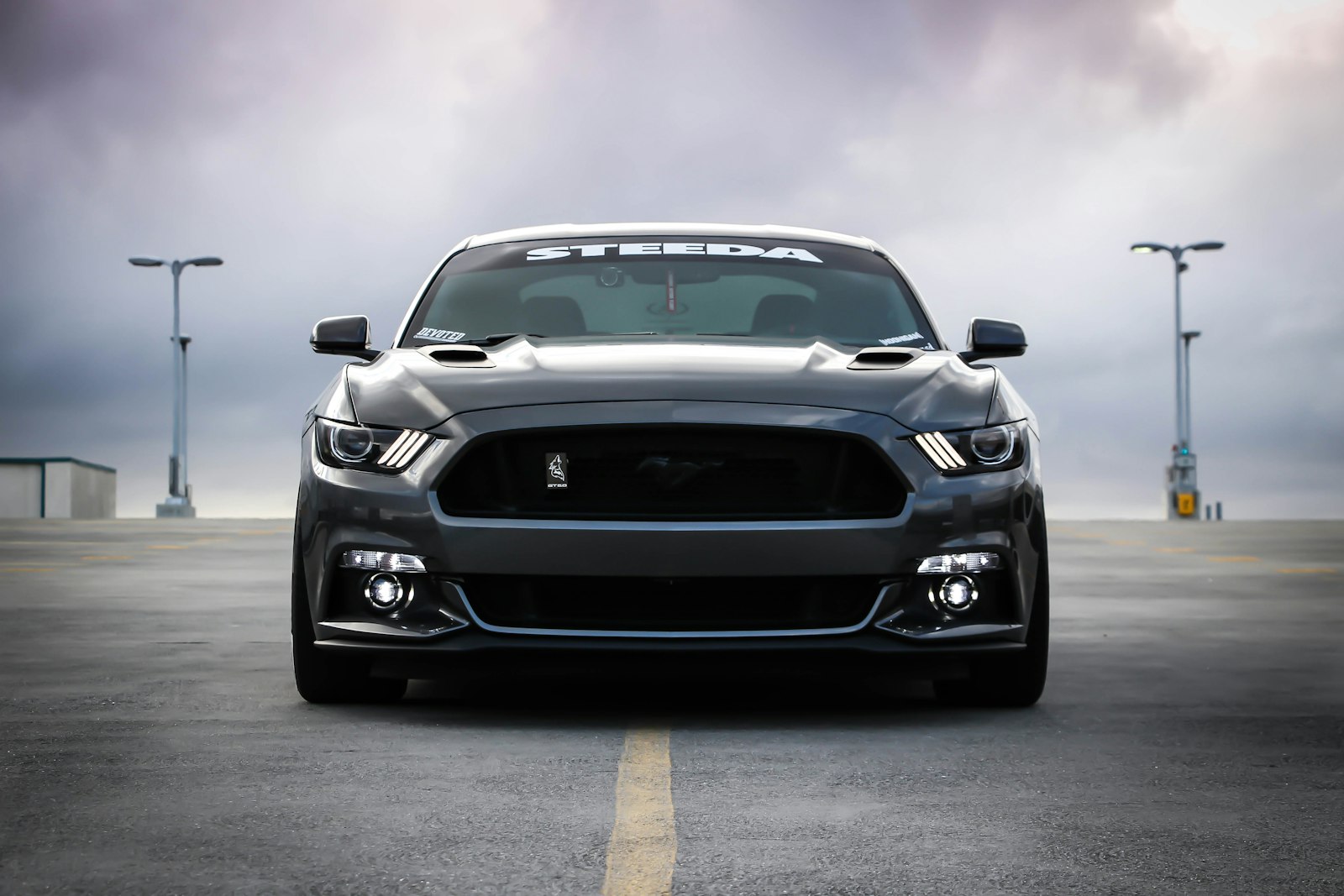 Car in a dark detailing studio
