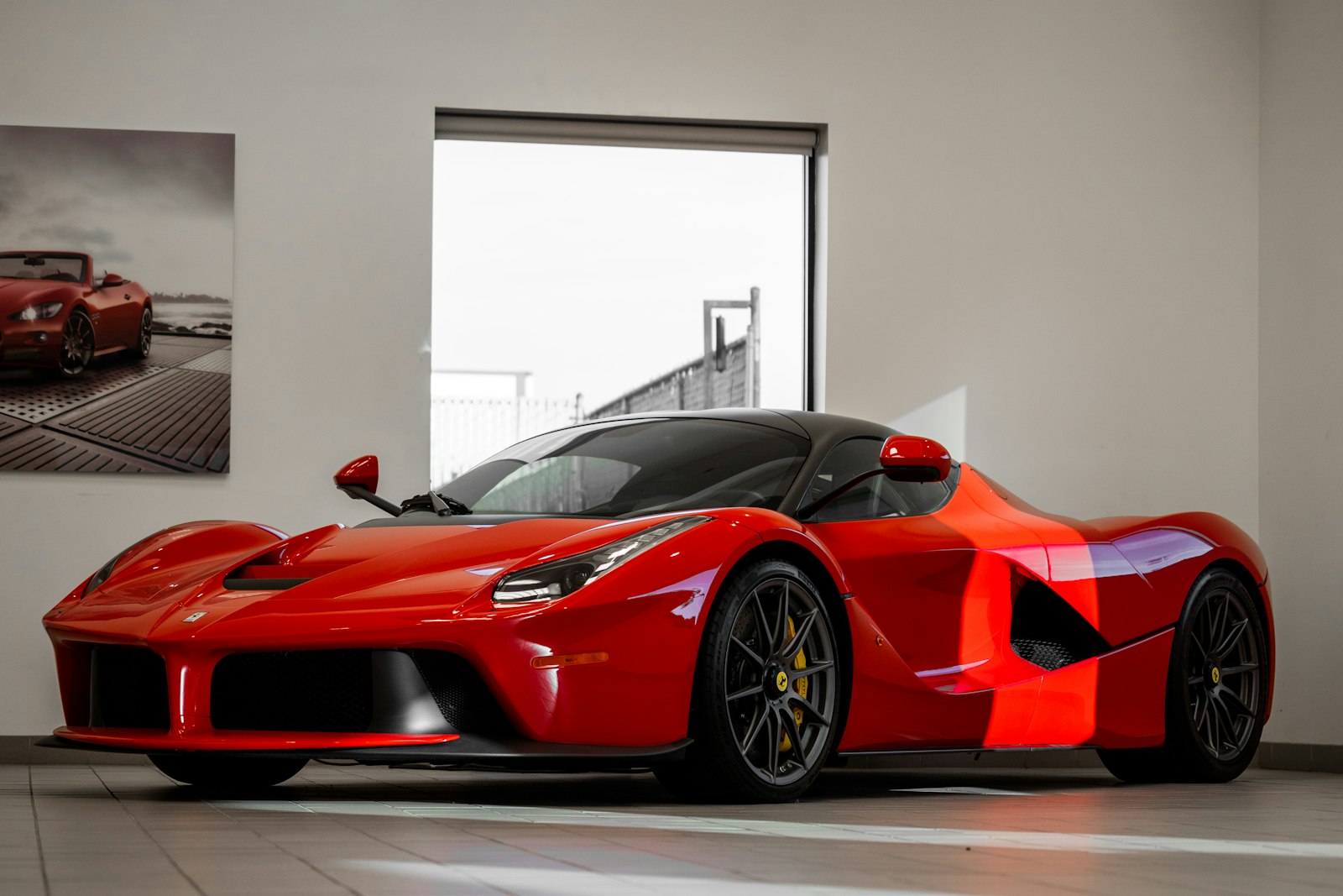 Detailed sports car with deep gloss finish