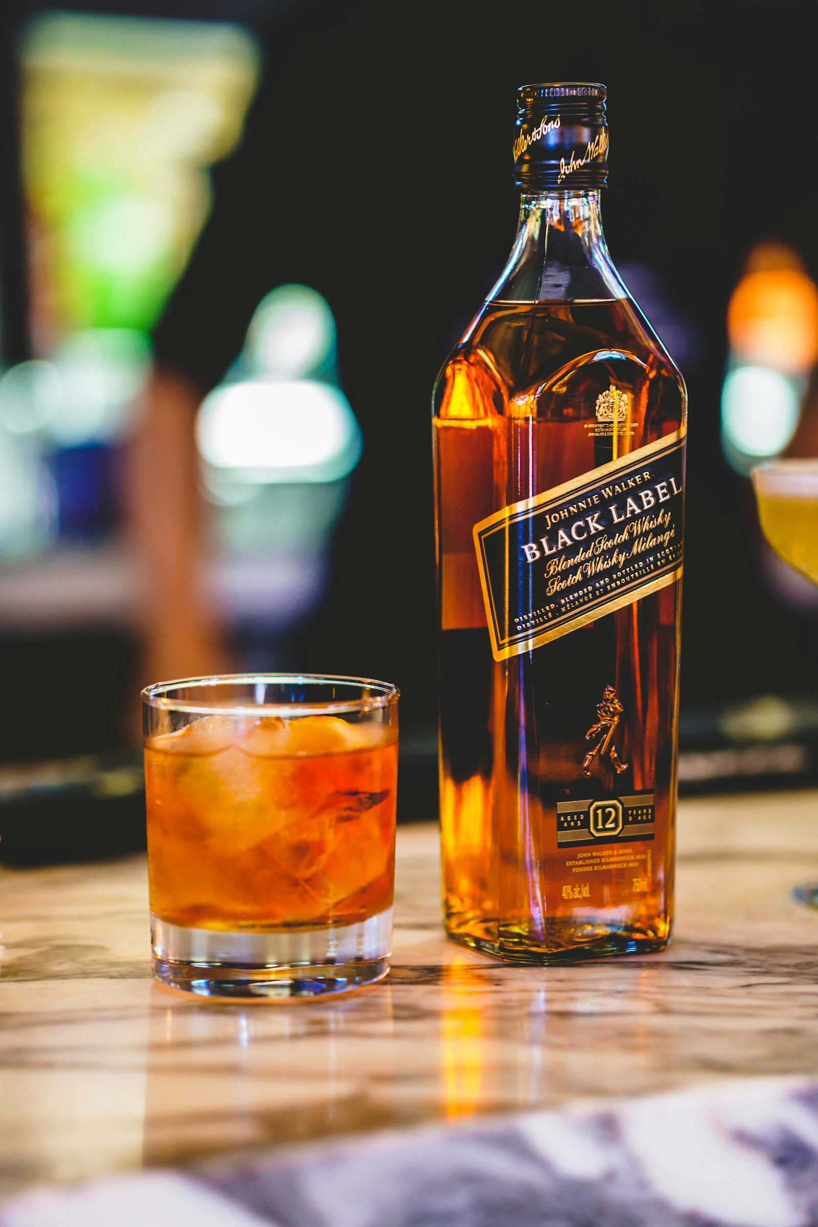 A pour of single malt whisky at the bar